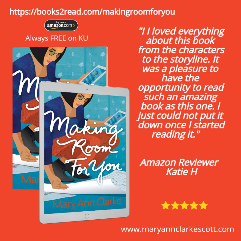Book covers for Making Room For You by Mary Ann Clarke M. A. Clarke Scott on a orange background